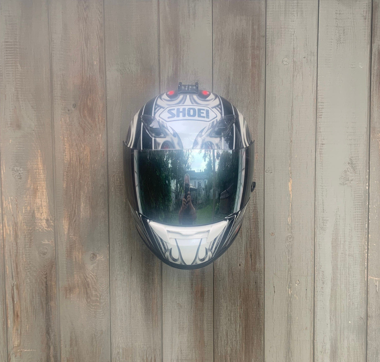 Floating Helmet Stand for Motorcycle and Snowmobile Racer Enthusiasts
