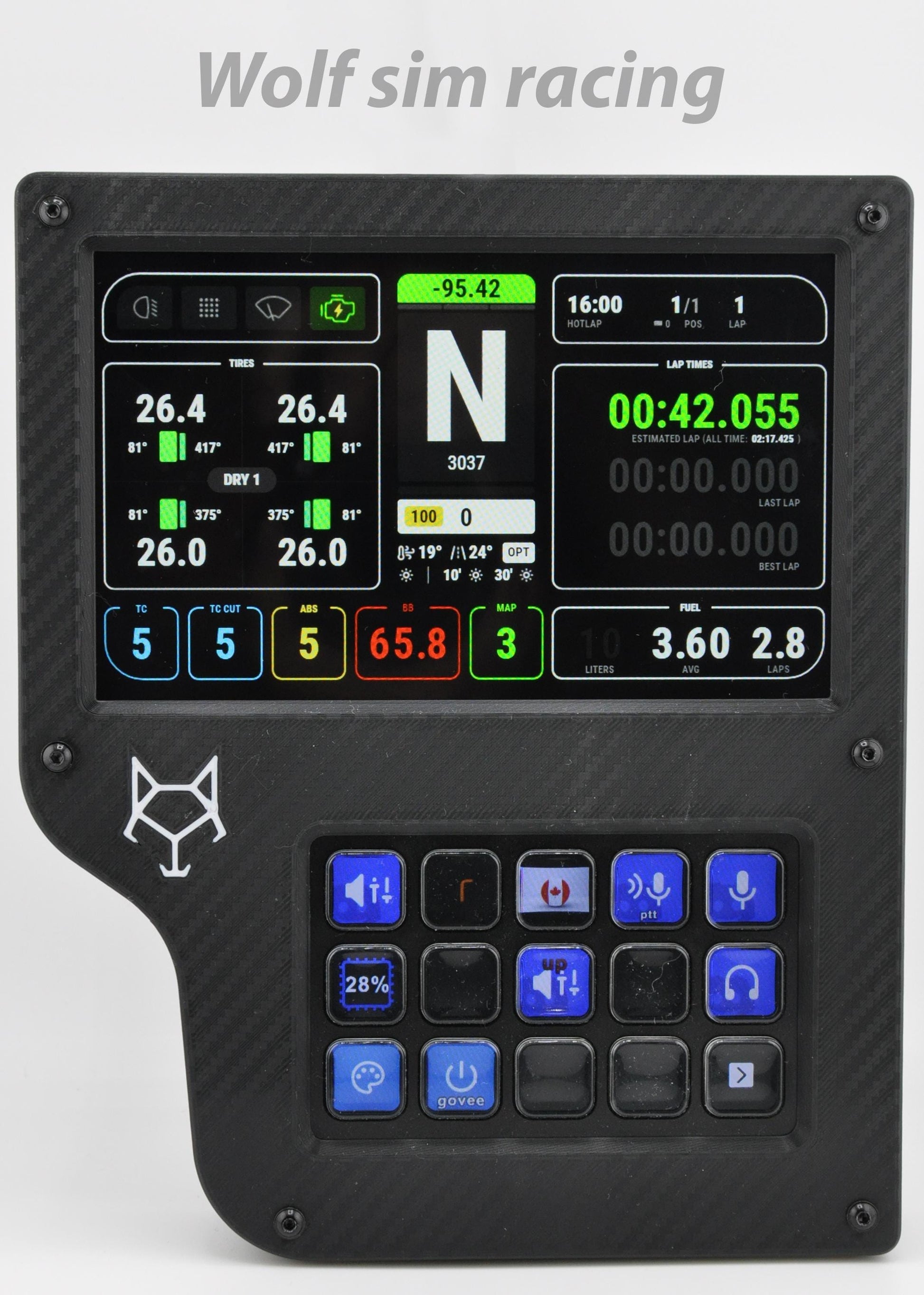 Sim racing dashboard with Touch Screen 6.8" voCore and Stream Deck Support (stream deck not includ) | Wolf Sim Racing