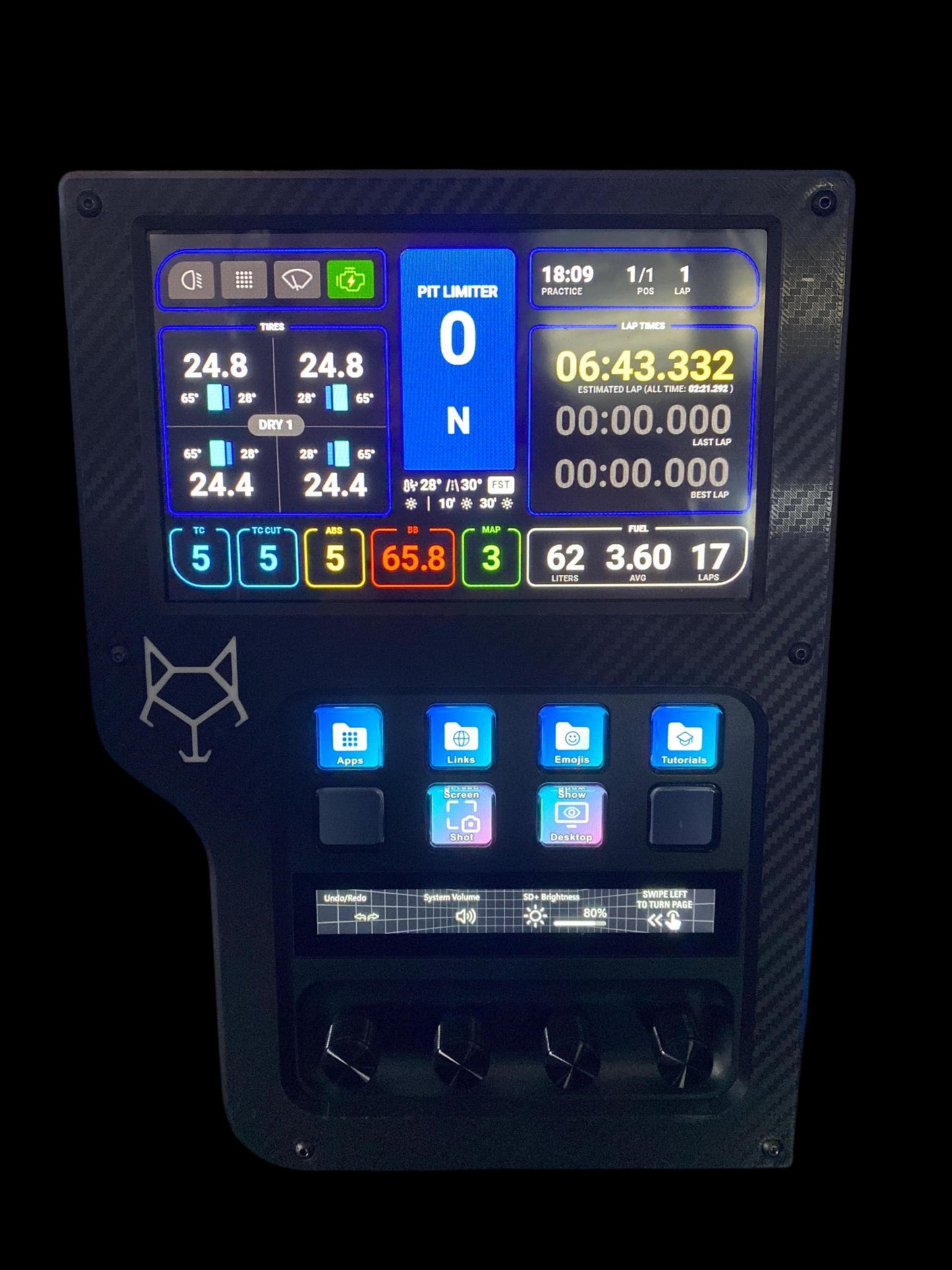 Sim Racing Dashboard Stream Deck + | VoCore 6.8"Touchscreen | Wolf Sim Racing