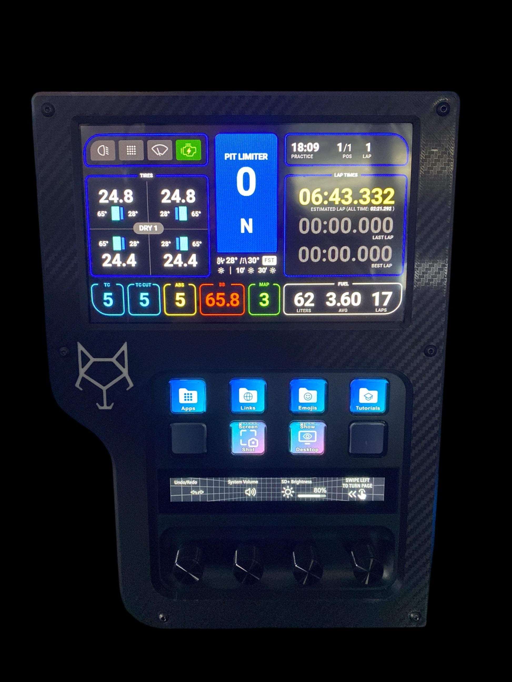 Sim Racing Dashboard Stream Deck + | VoCore 6.8"Touchscreen | Wolf Sim Racing