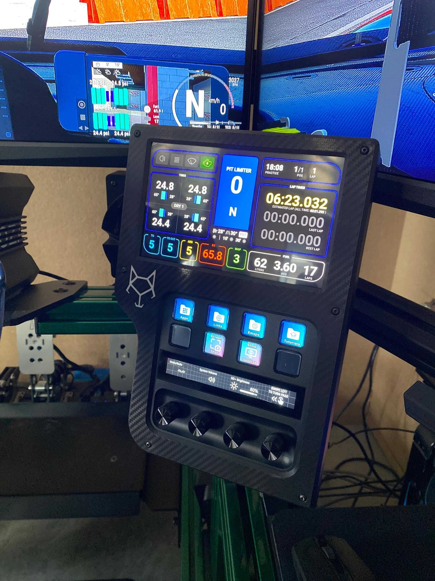 Sim Racing Dashboard Stream Deck + | VoCore 6.8"Touchscreen | Wolf Sim Racing